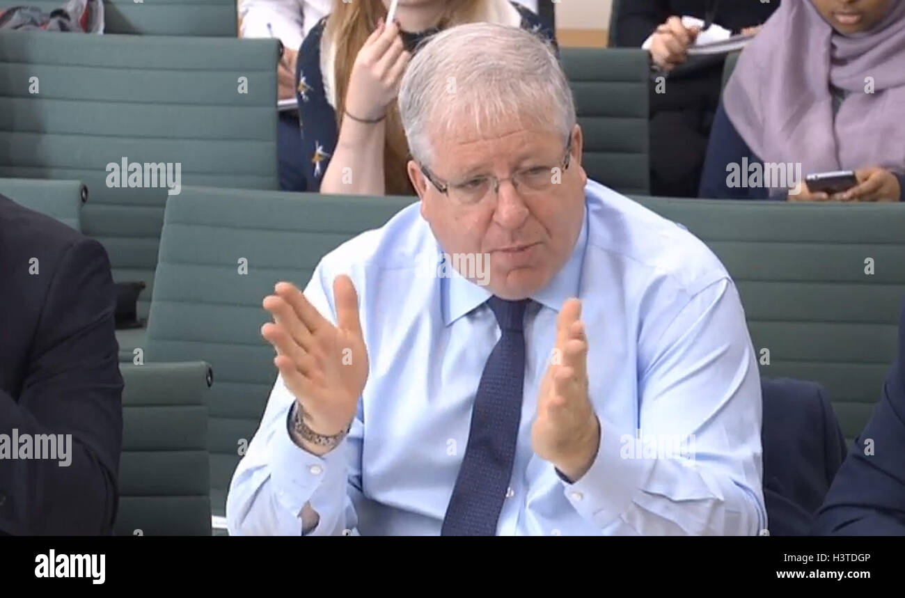 Chancellor of the Duchy of Lancaster Sir Patrick McLoughlin gives evidence to the Commons Women and Equalities Committee on women in the Commons after 2020 in Portcullis House, London. Stock Photo