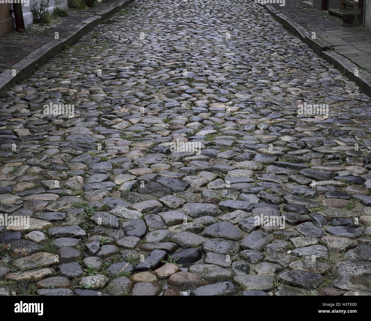 Street, cobblestones, traffic route, stone pavement, paved, unevenly, haltingly, stones, old Stock Photo
