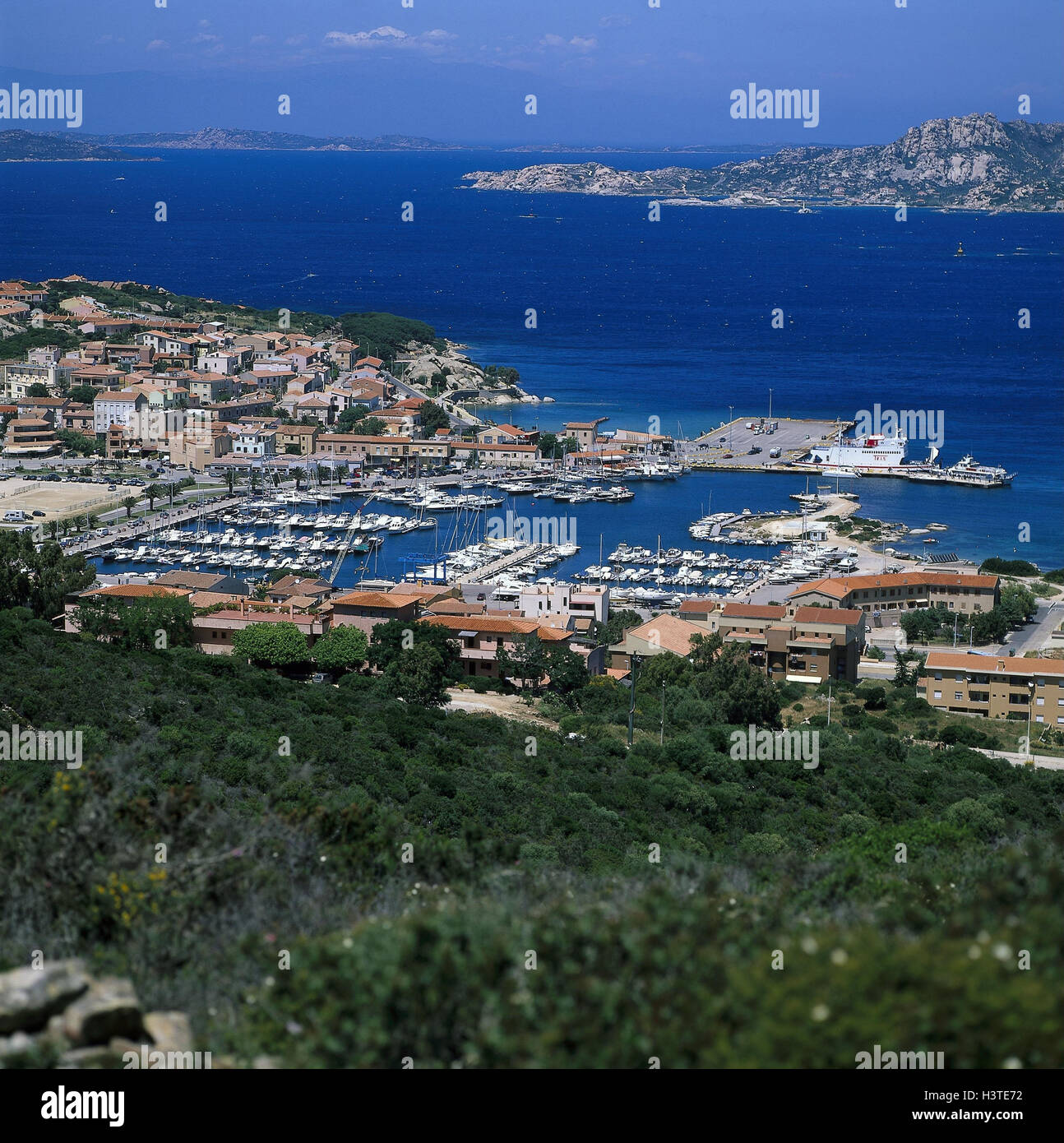 Italy, Sardinia, province Sassari, Palau, local overview, harbour, sea, island, La Maddalena