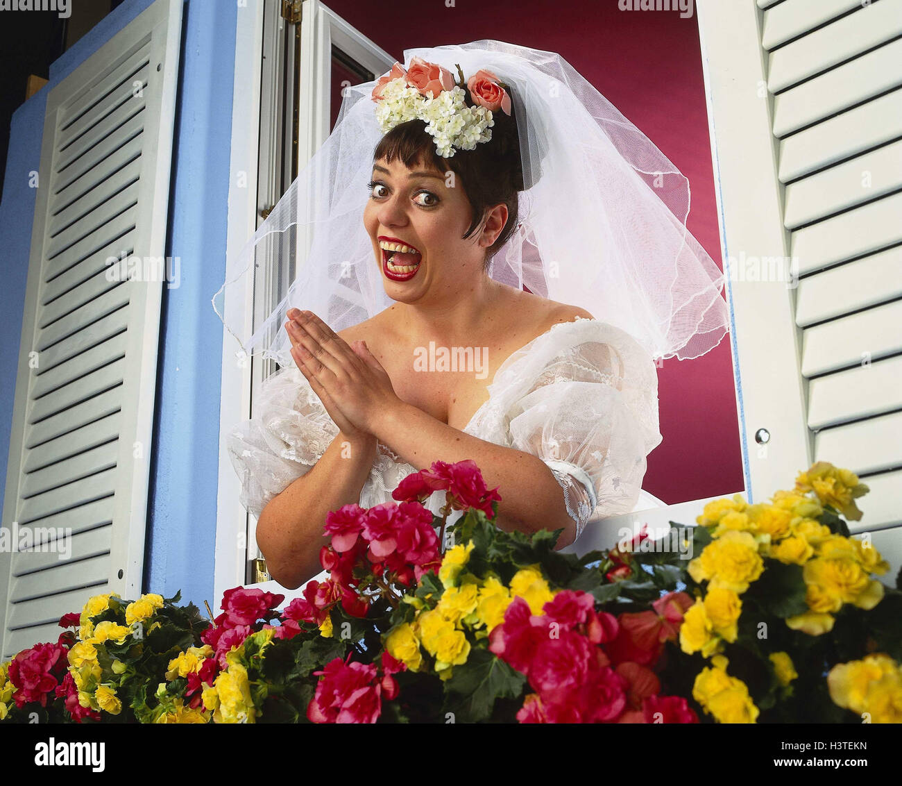 Window, floral decoration, bride, gesture, joy Heavy Weights