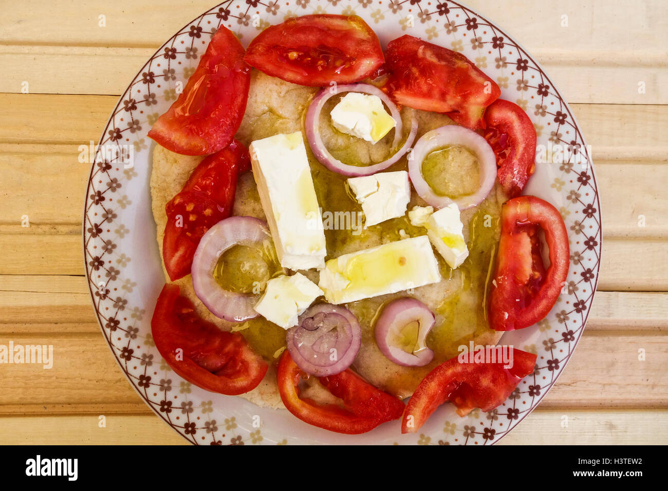 Pita Bread Salad with Feta Cheese Stock Photo Alamy