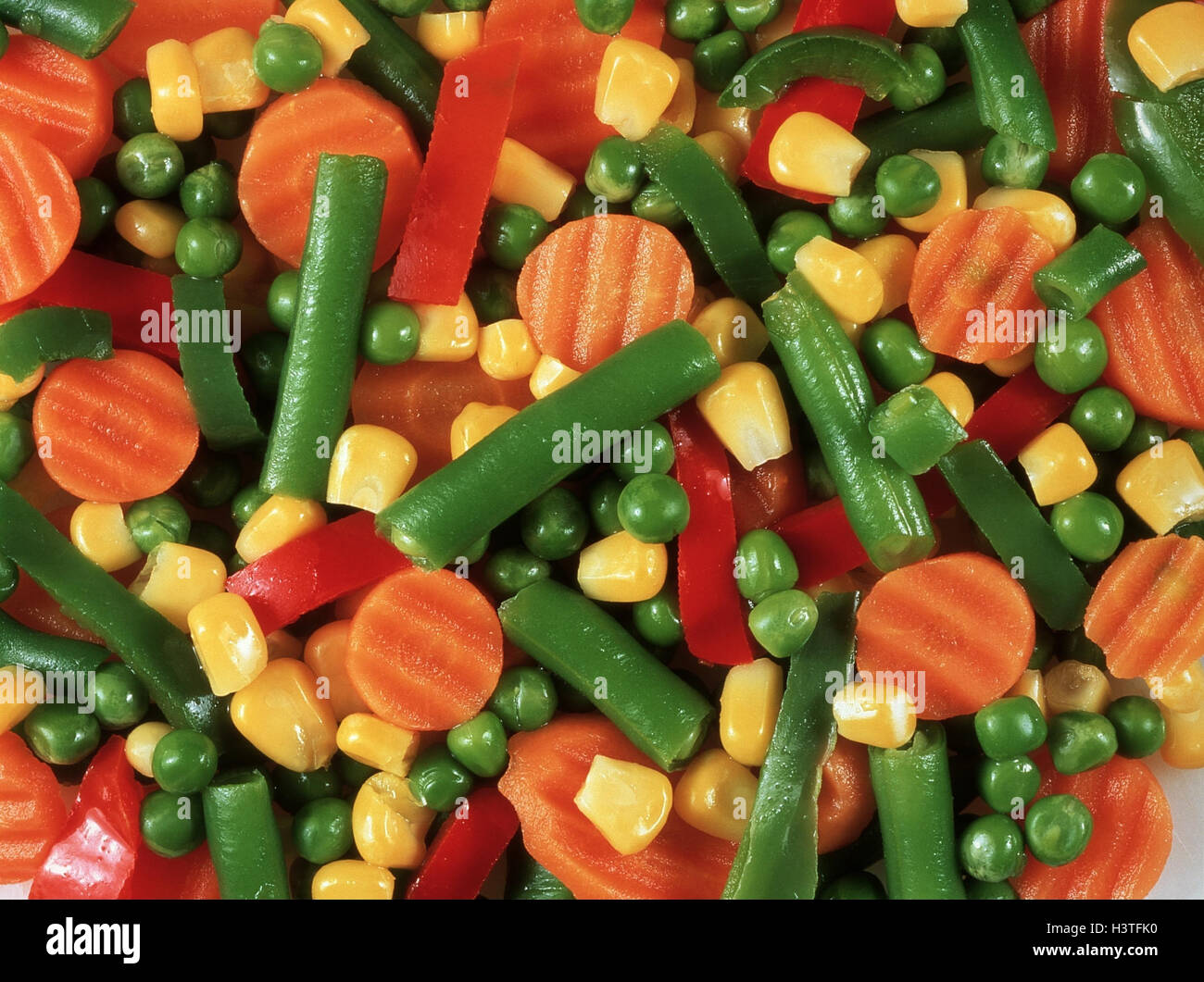 Vegetables, peas, maize, beans, carrots, paprika, chopped, side dish, merged, mixture, mixed