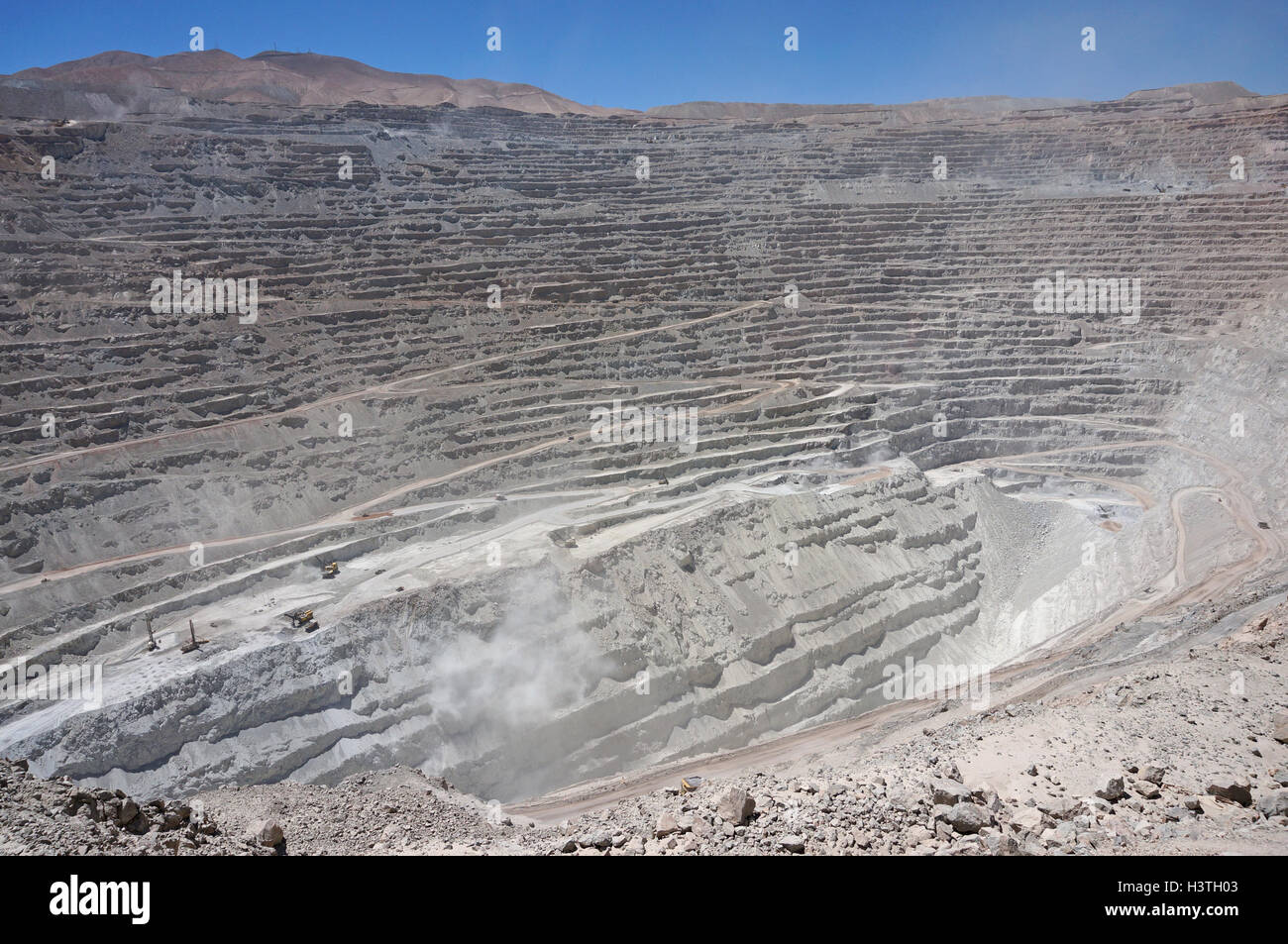 Chuquicamata, the second biggest open pit copper mine in the world, Atacama, Chile Stock Photo