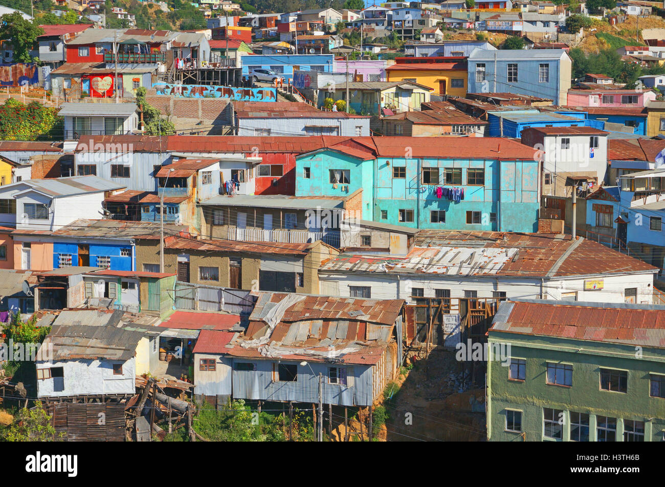 A view of the colorful city of Valparaiso, Chile Stock Photo