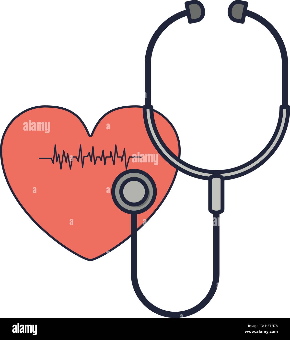 stethoscope to listen red heart beat Stock Vector Image & Art Alamy