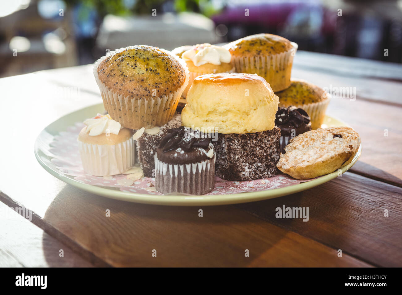 Desserts on plate Stock Photo