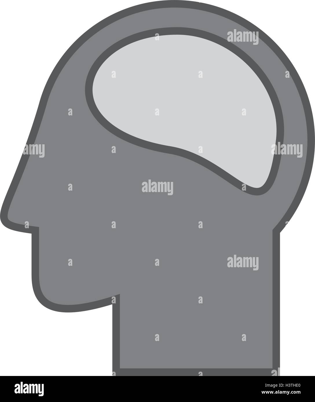 monochrome Silhouette head and human brain Stock Vector Image & Art - Alamy