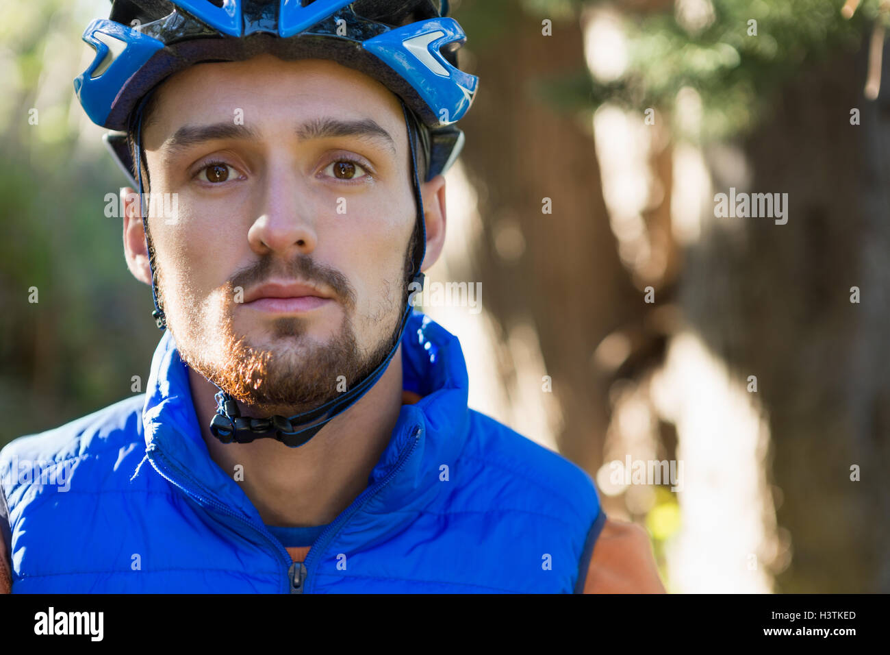 Male mountain biker in the forest Stock Photo Alamy
