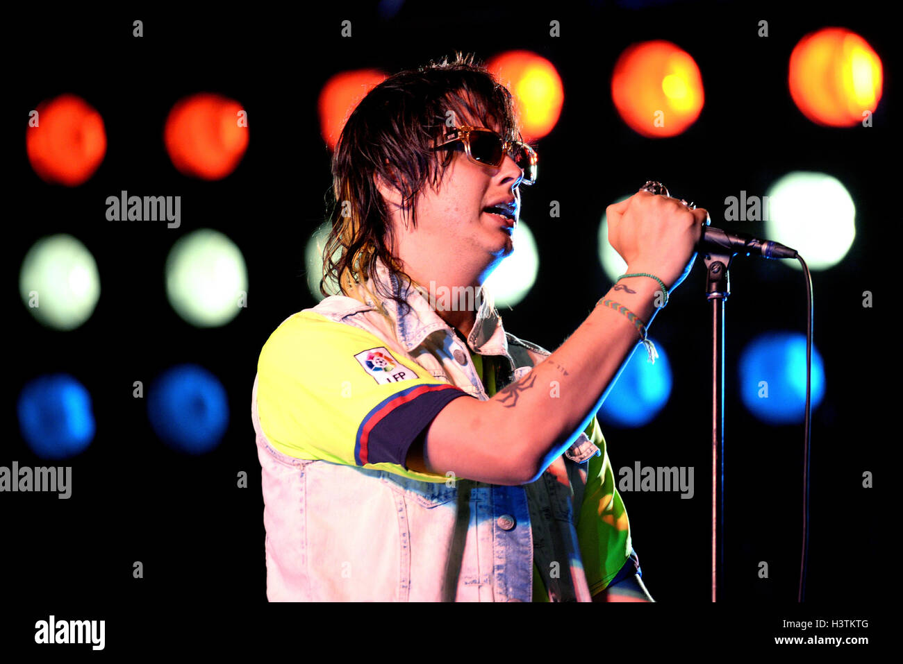 BARCELONA - MAY 30: The Strokes (band) performs at Primavera Sound 2015 Festival, Pitchfork stage. Stock Photo