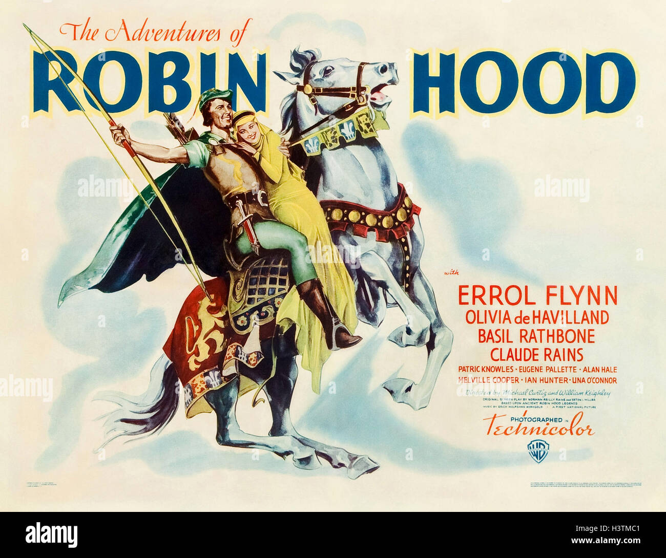 THE ADVENTURES OF ROBIN HOOD 1938 Warner Bros film with Errol Flynn and Olivia de Havilland Stock Photo