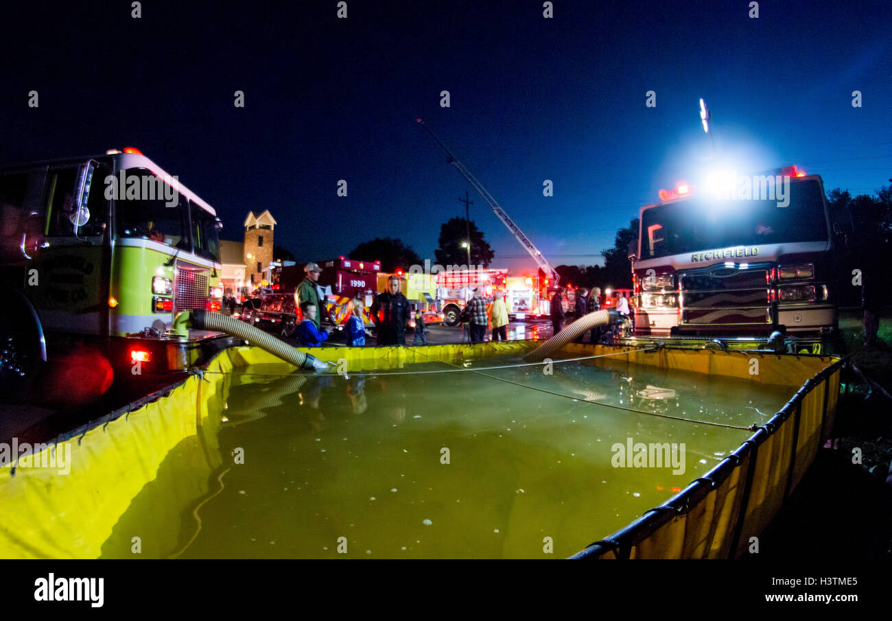 Richfield Wisconsin Fire Department Open House evening for Fire Prevention Week pumping tank