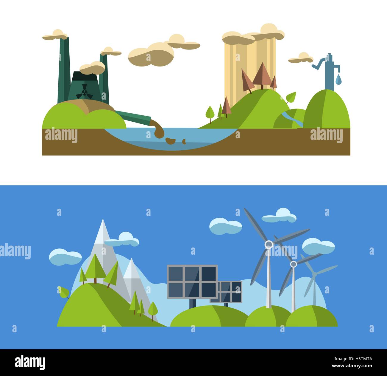 Flat design concept  with icons of ecology, green energy Stock Vector
