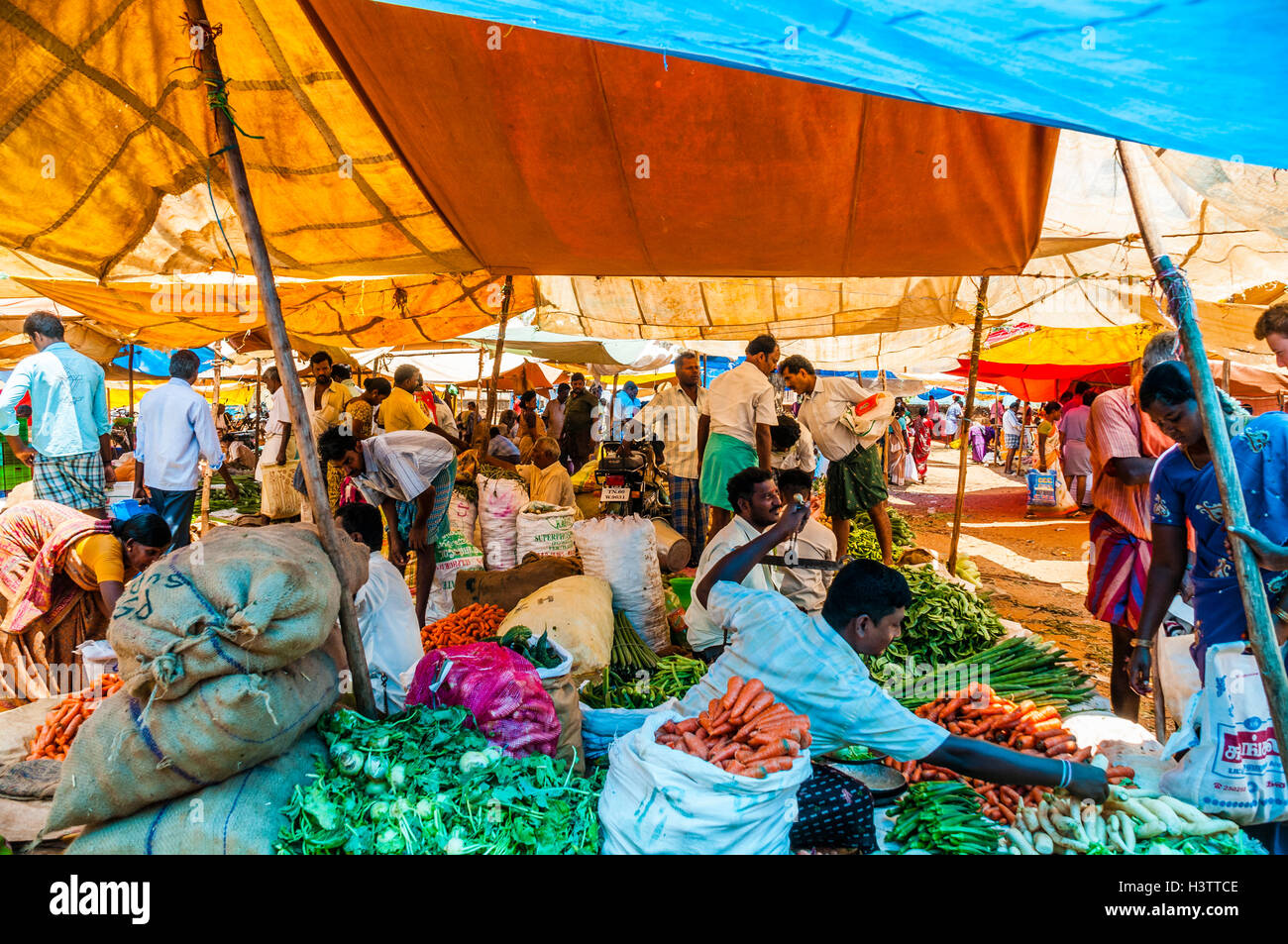 Market with vegetables, Chinnamanur, Tamil Nadu, India Stock Photo Alamy