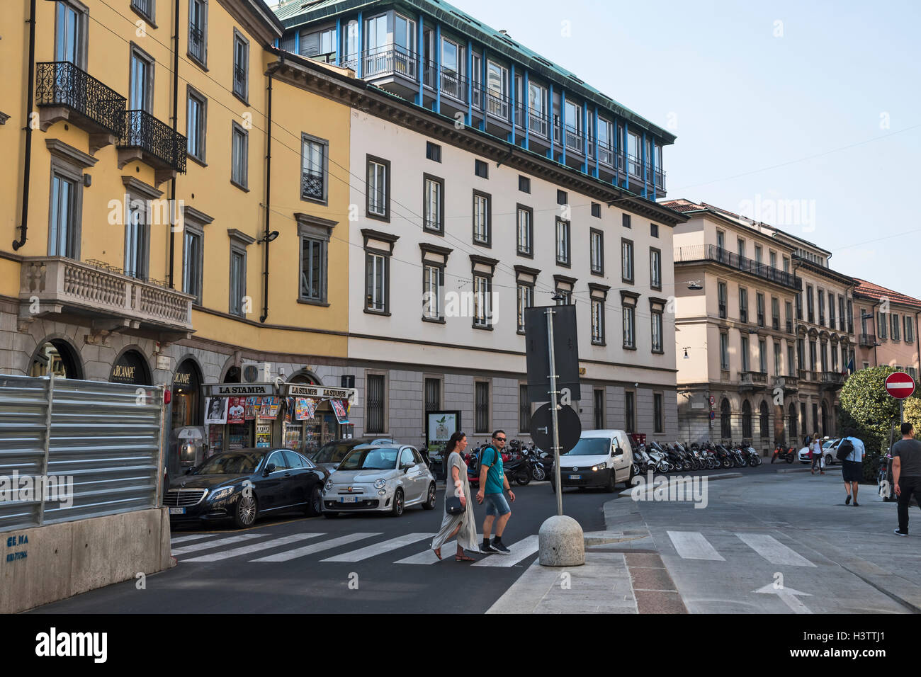 Street of Milan, Italy, Europe Stock Photo