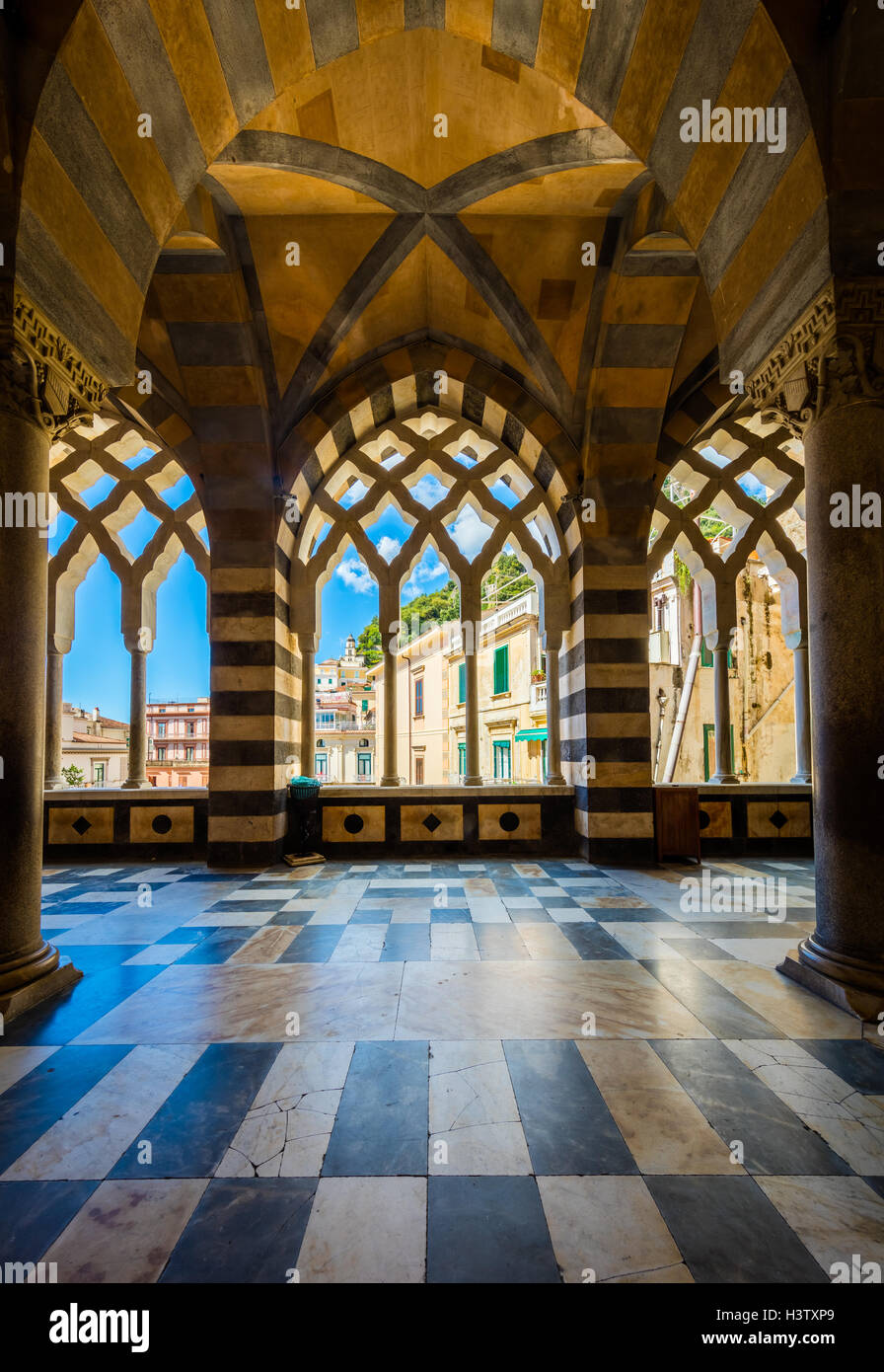 Amalfi Cathedral is a 9th-century Roman Catholic cathedral in the Piazza del Duomo, Amalfi, Italy. Stock Photo