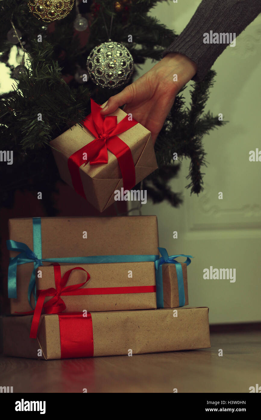 Stack Of Gift To Put Under Christmas Tree Stock Photo - Alamy