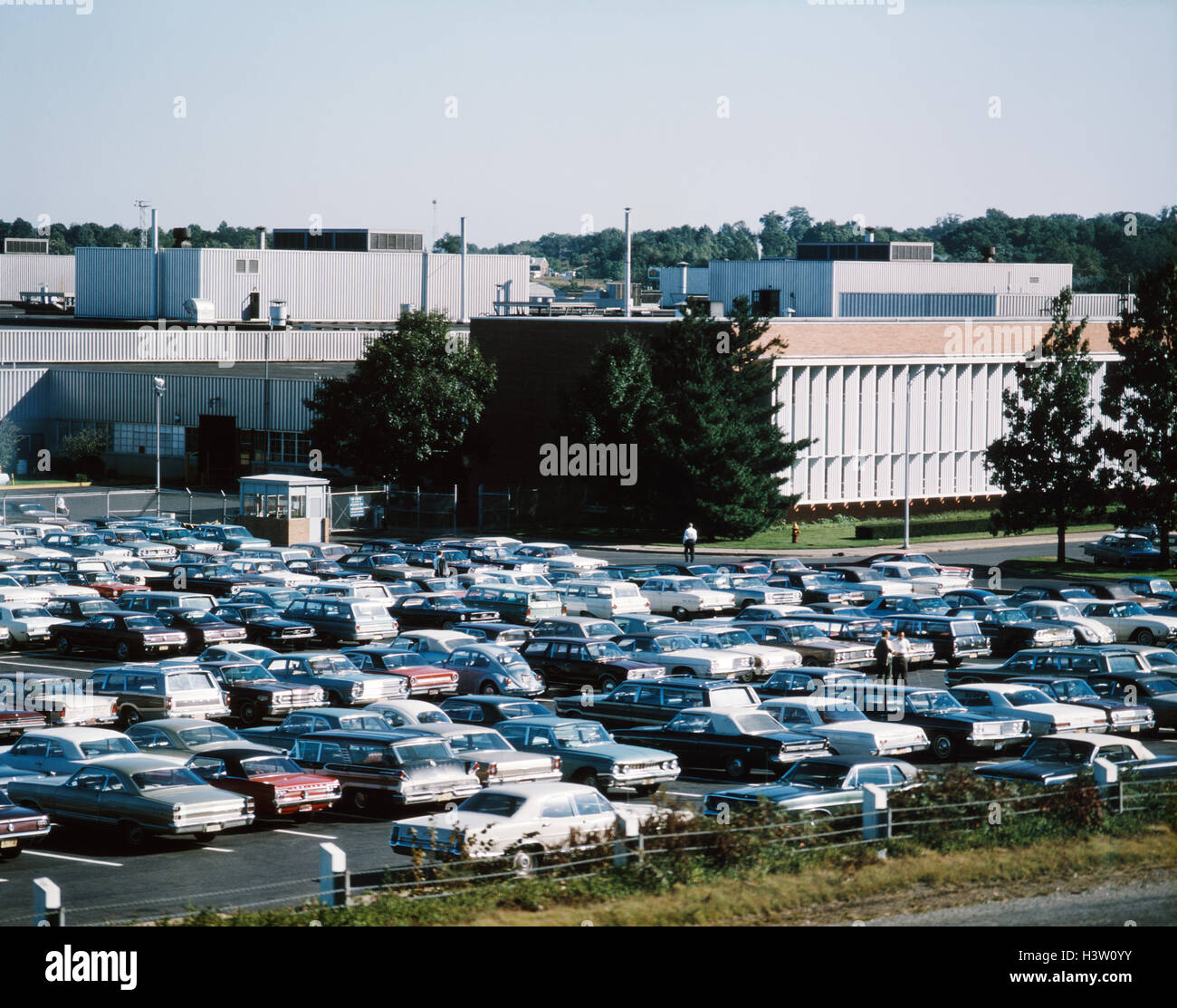1960s 1970s FORD MOTOR PLANT AND OFFICE PARKING LOT CARS FACTORY