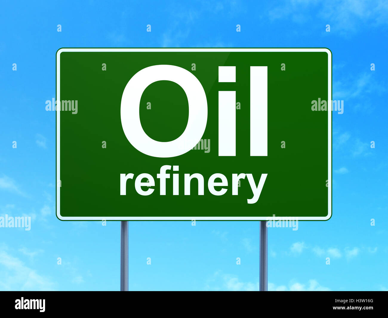 Industry concept: Oil Refinery on road sign background Stock Photo - Alamy