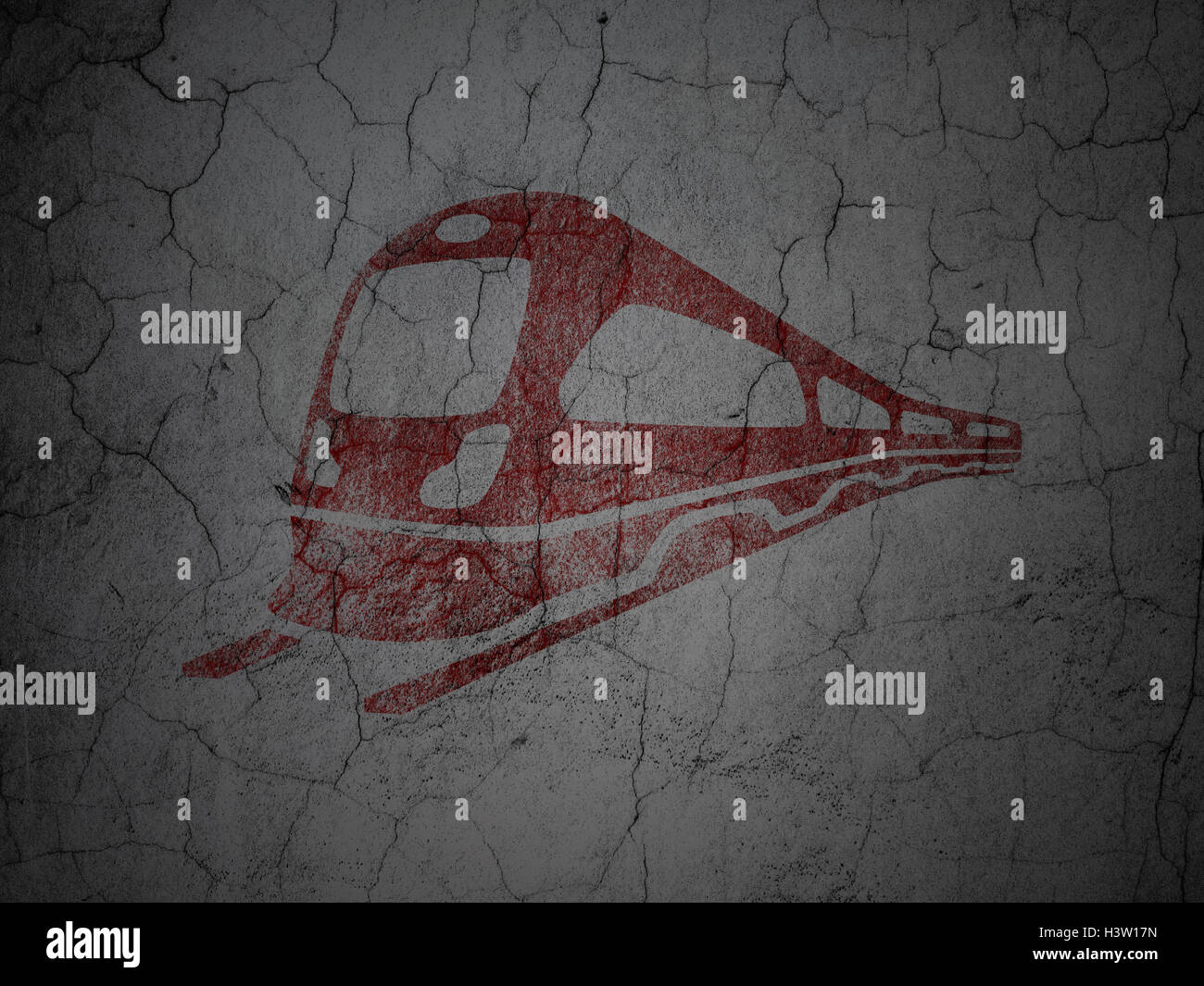 Vacation concept: Train on grunge wall background Stock Photo - Alamy