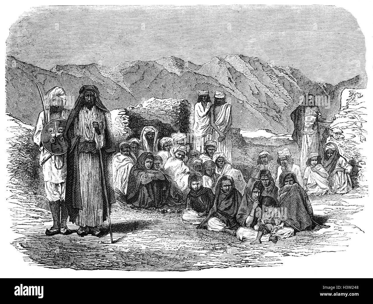 Afghan mountaineers in 1872, about the time that Amir Shir Ali took the throne, a move that created friction with the British. Stock Photo