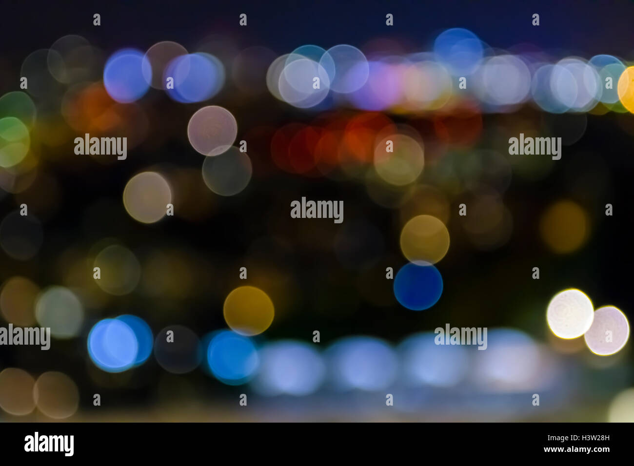 city lights; blurred bokeh; background; colorful Stock Photo