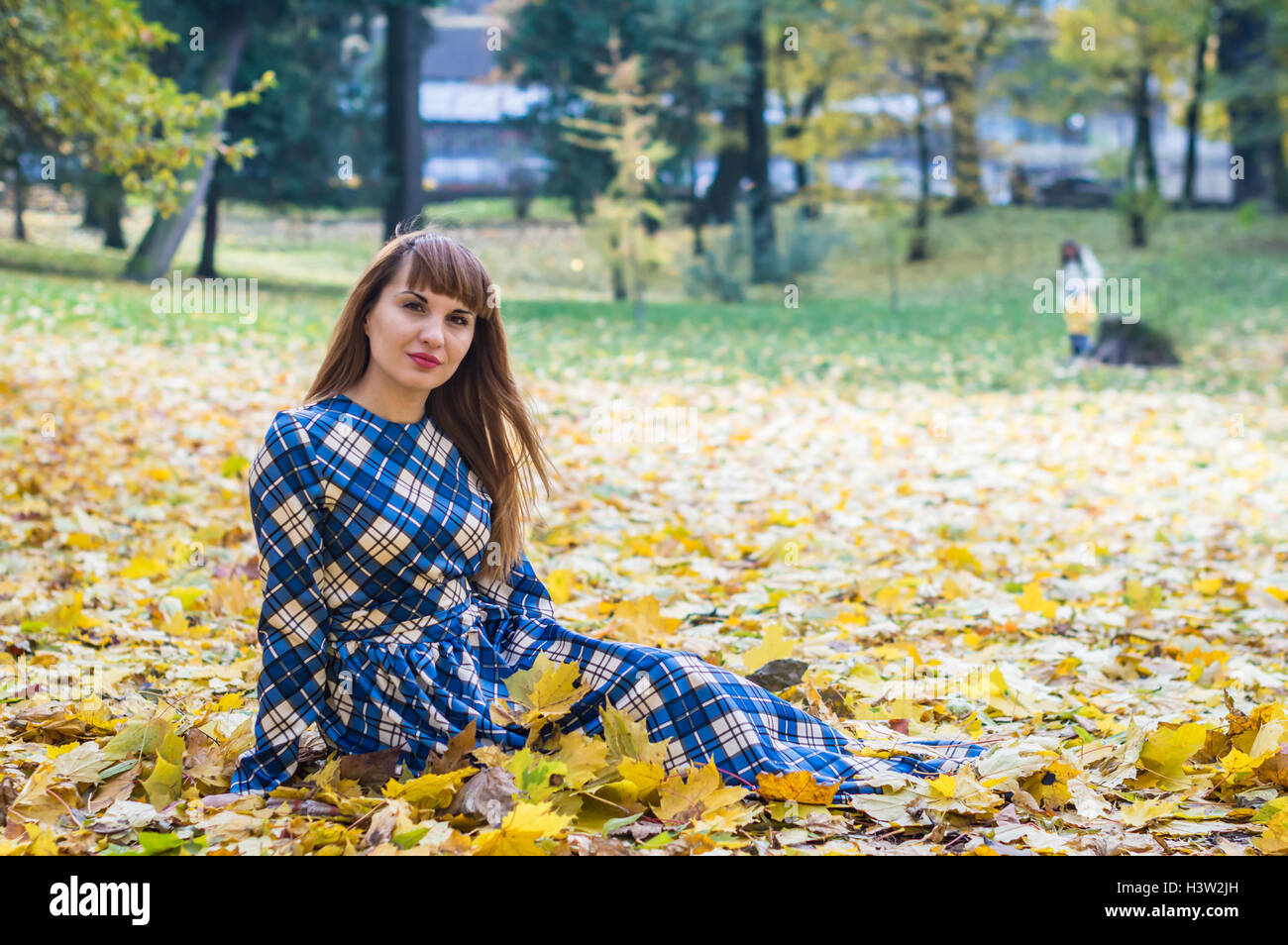 beautiful girl in park autumn Stock Photo - Alamy