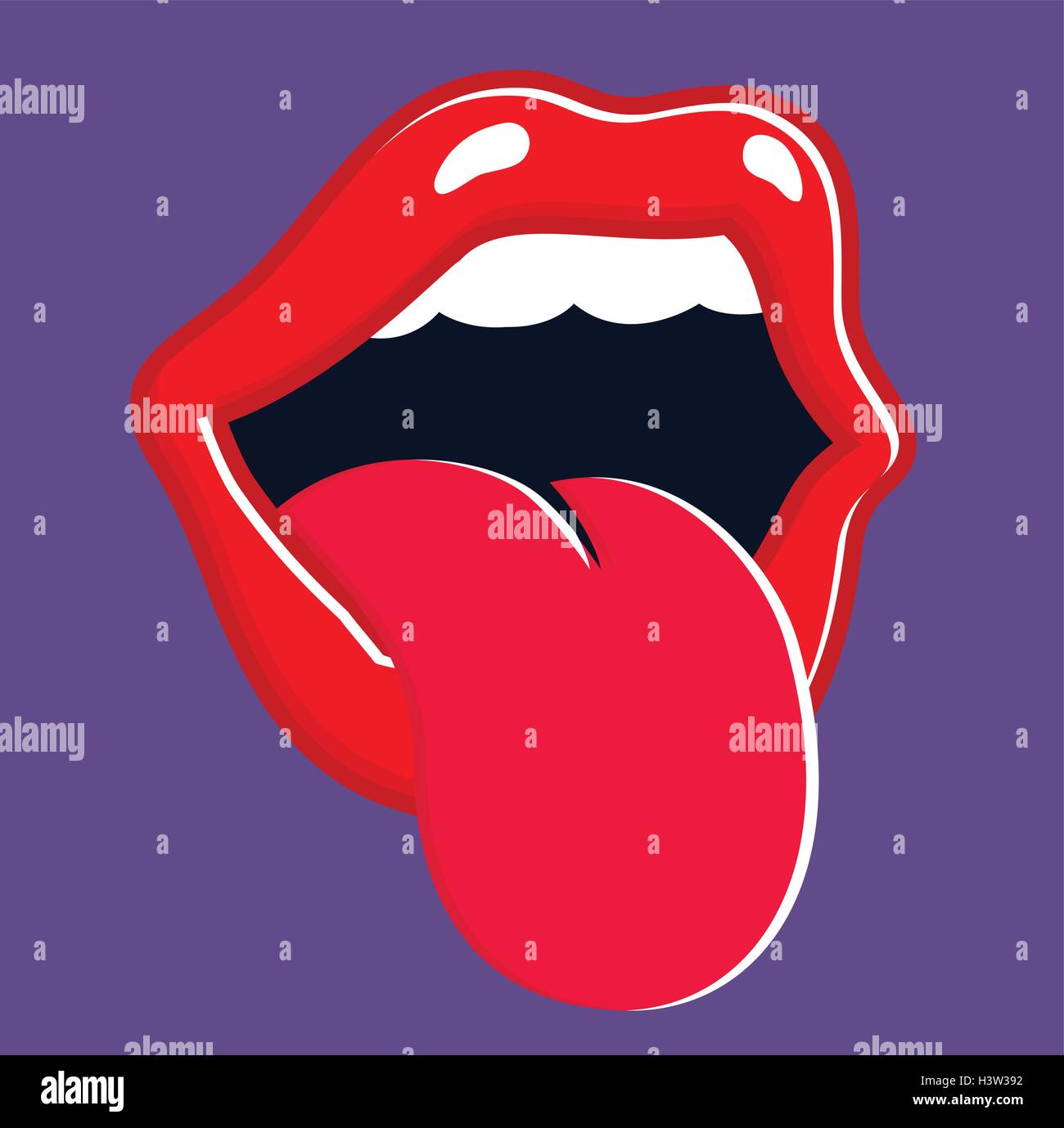 Lips and mouth sticking tongue out hungry for something tasty and delicious Stock Vector