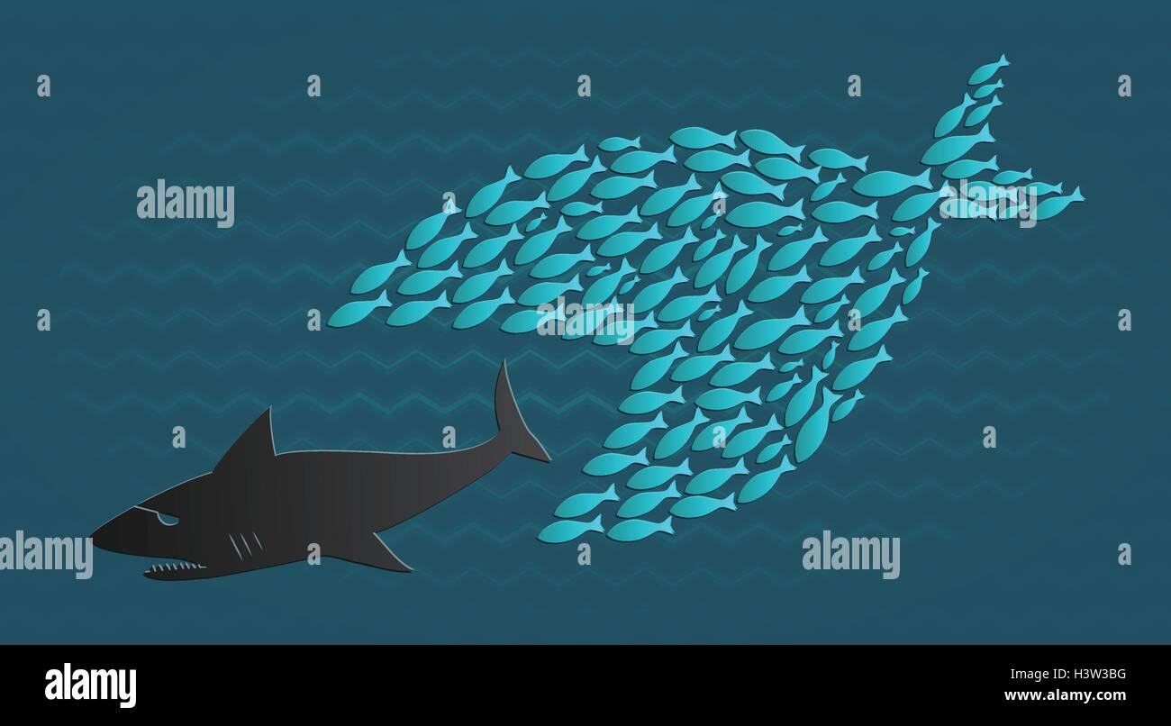 Together we stand big little fish eats big fish stock vector image