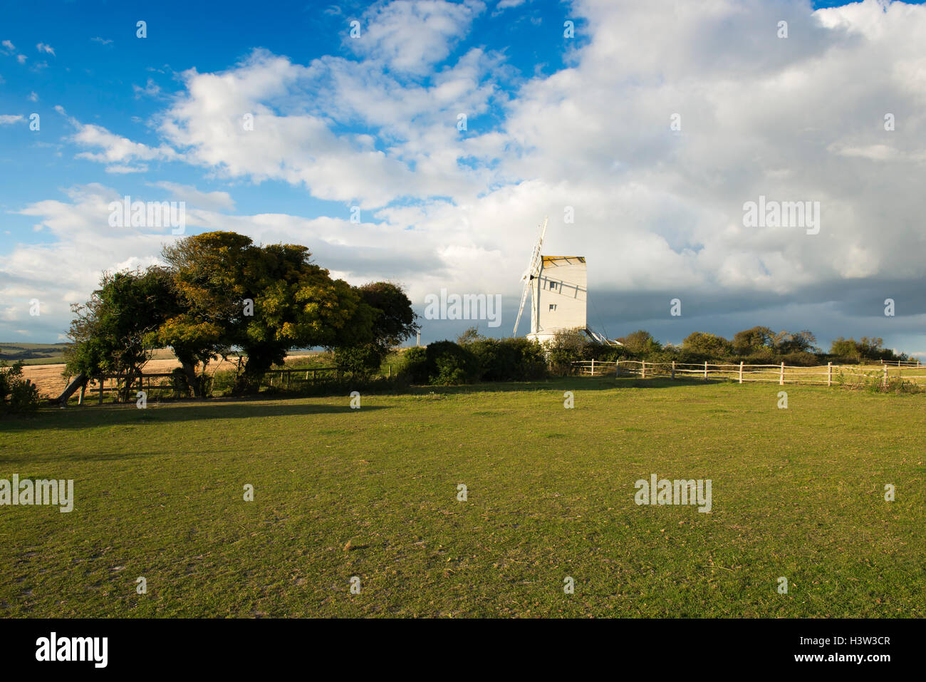 The restored windmill, now a private residence, at Kingston near Lewes, East Sussex Stock Photo