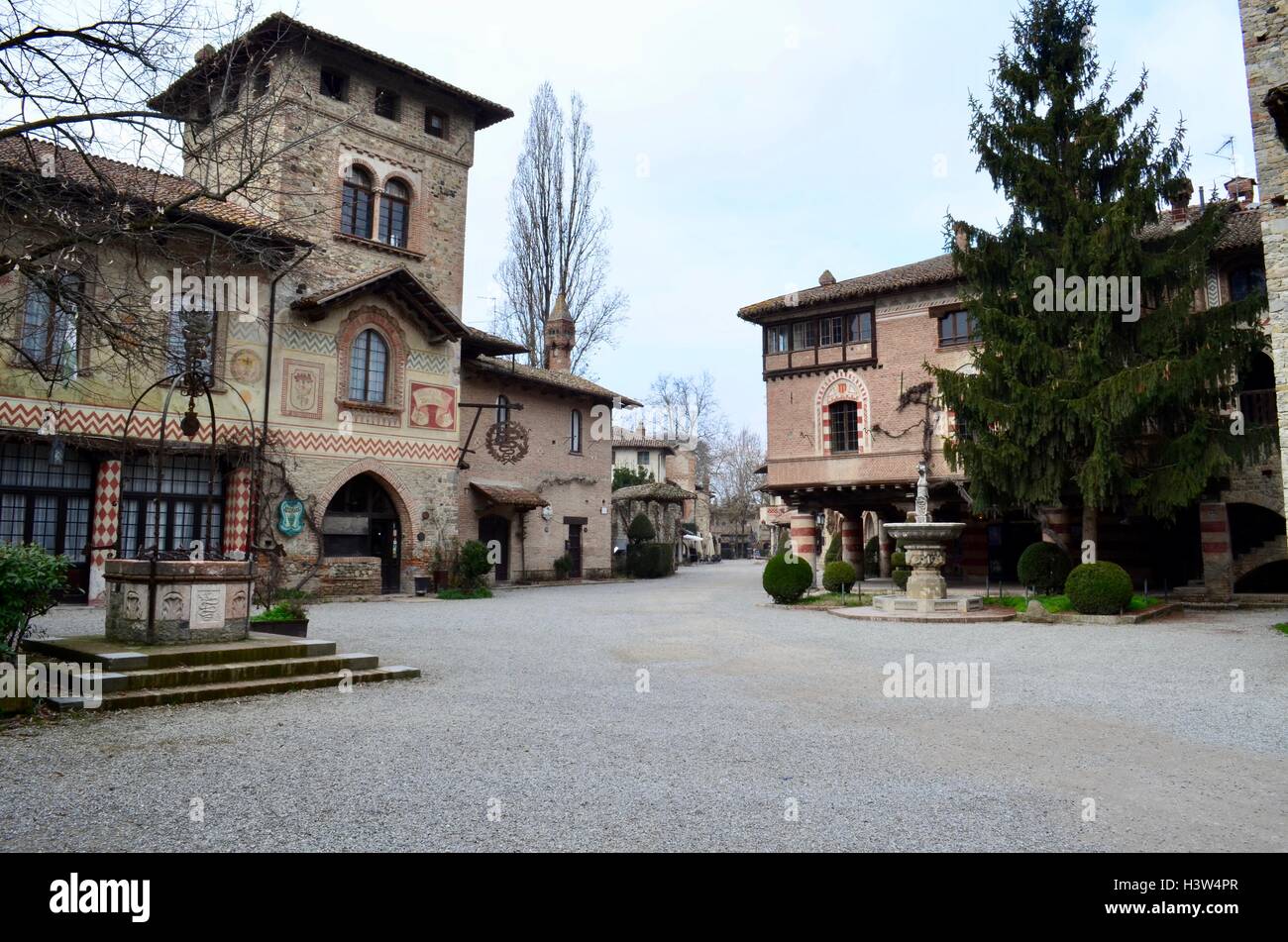Scene in the town of Vigolzone, Italy Stock Photo