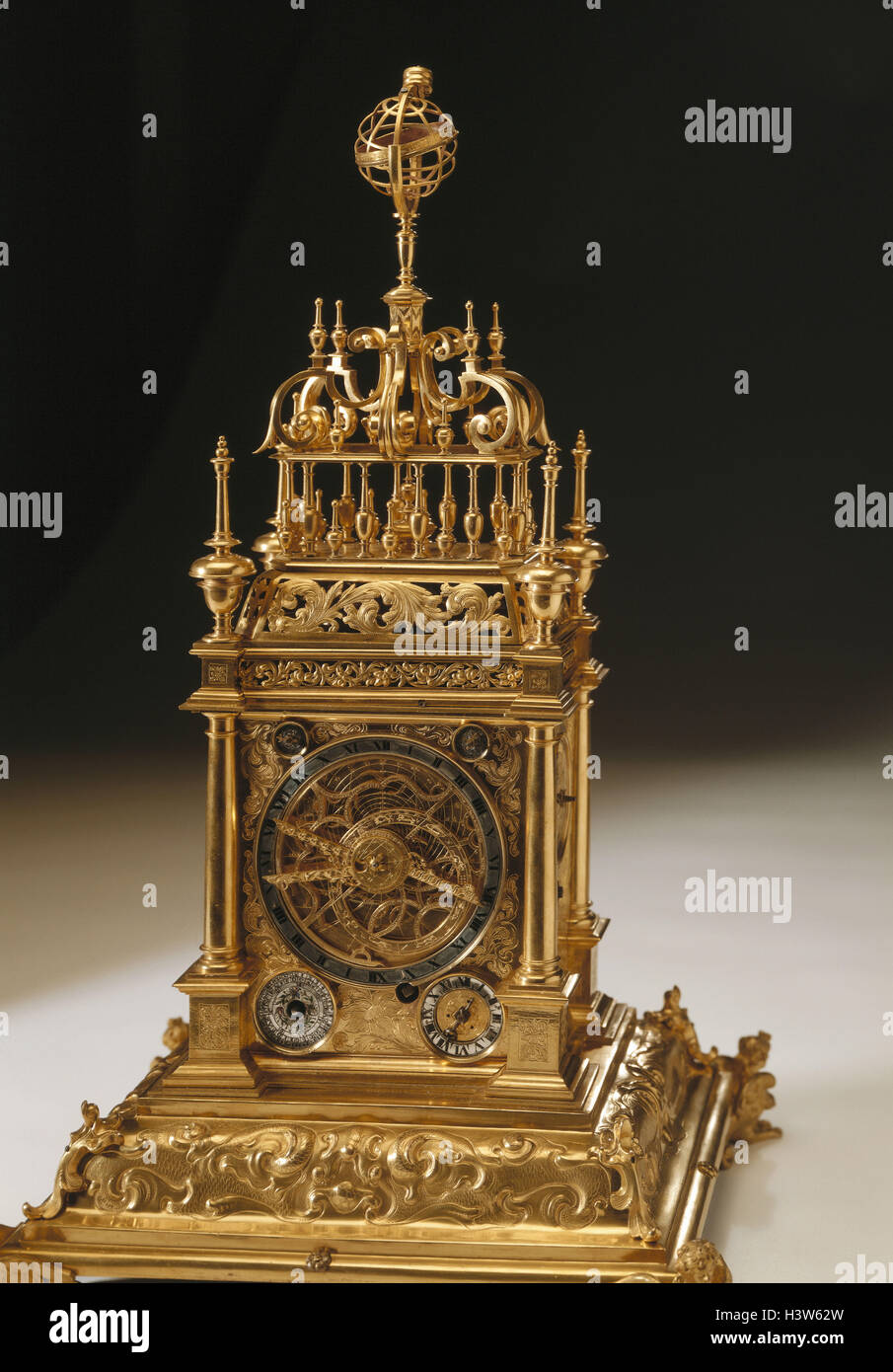 Antique, table clock, in 1652, David Buschmann, Augsburg antiques