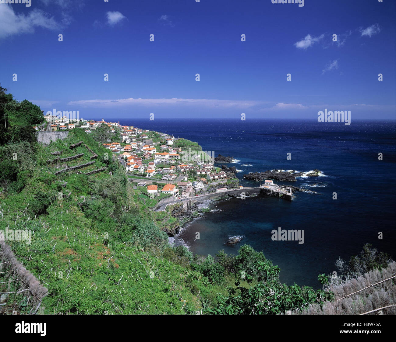 Portugal, island, Madeira, north coast, Seixal, local view, industrial place, bay Lisbon, coast, view, sea, ocean Stock Photo
