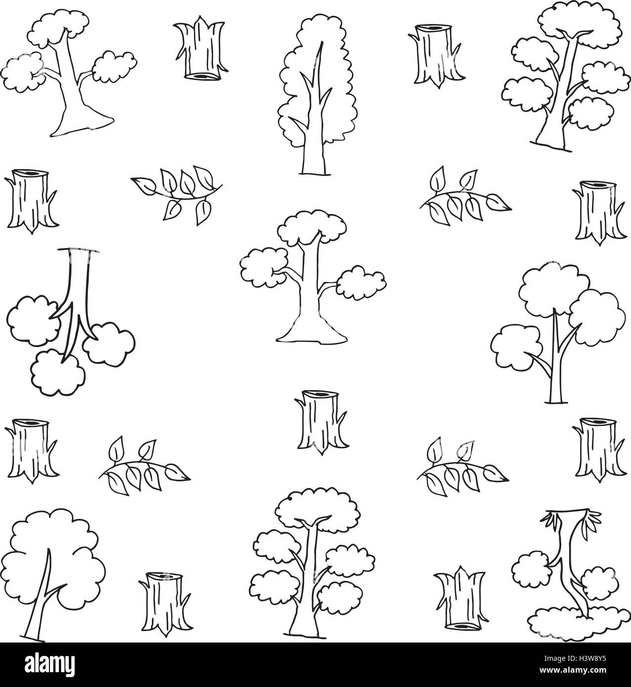 Doodle of tree leaf wood hand draw Stock Vector Image & Art Alamy