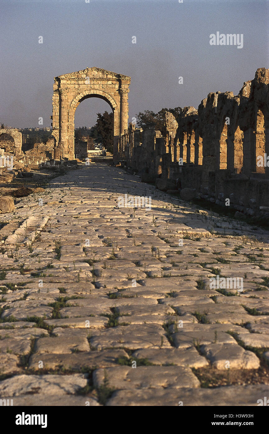 Lebanon, Tyros, tyre III, triumphal arch, 2 - 3 cent., the Middle East, front East, the Near East, Al bass, range III, way, stone way, bow construction, archway, Roman, structure, architecture, architectural style, art, culture, place of interest Stock Photo