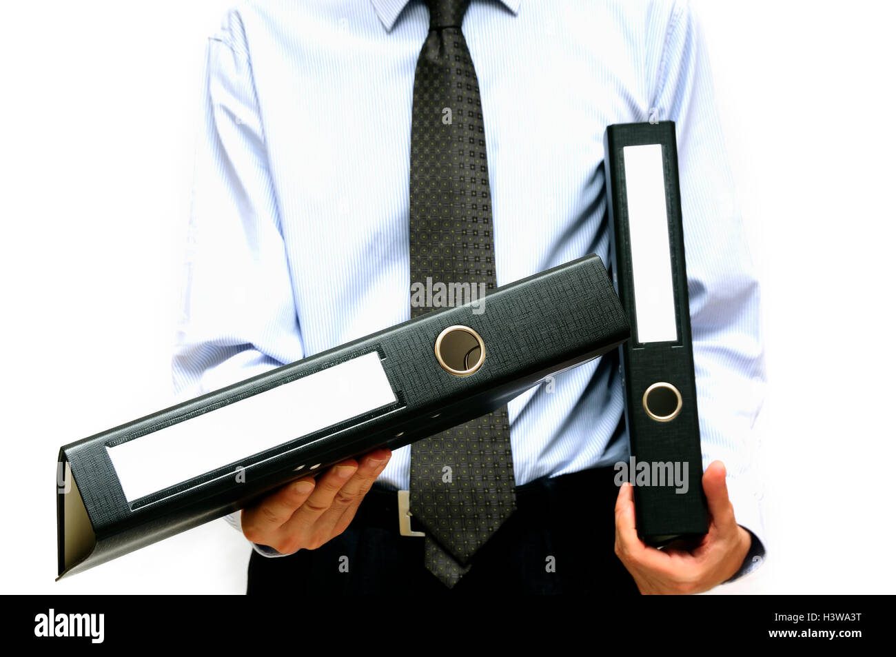 man with archival folders Stock Photo