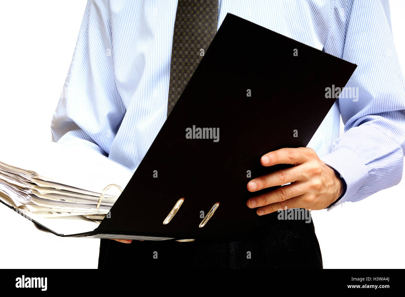 man with archival folders Stock Photo