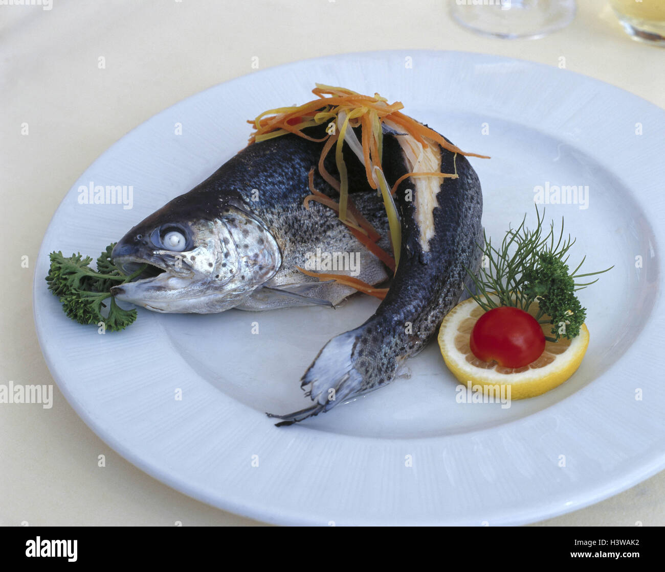 Food, plate, fish dish, trout au bleu, fish, cooked, prepares, fish