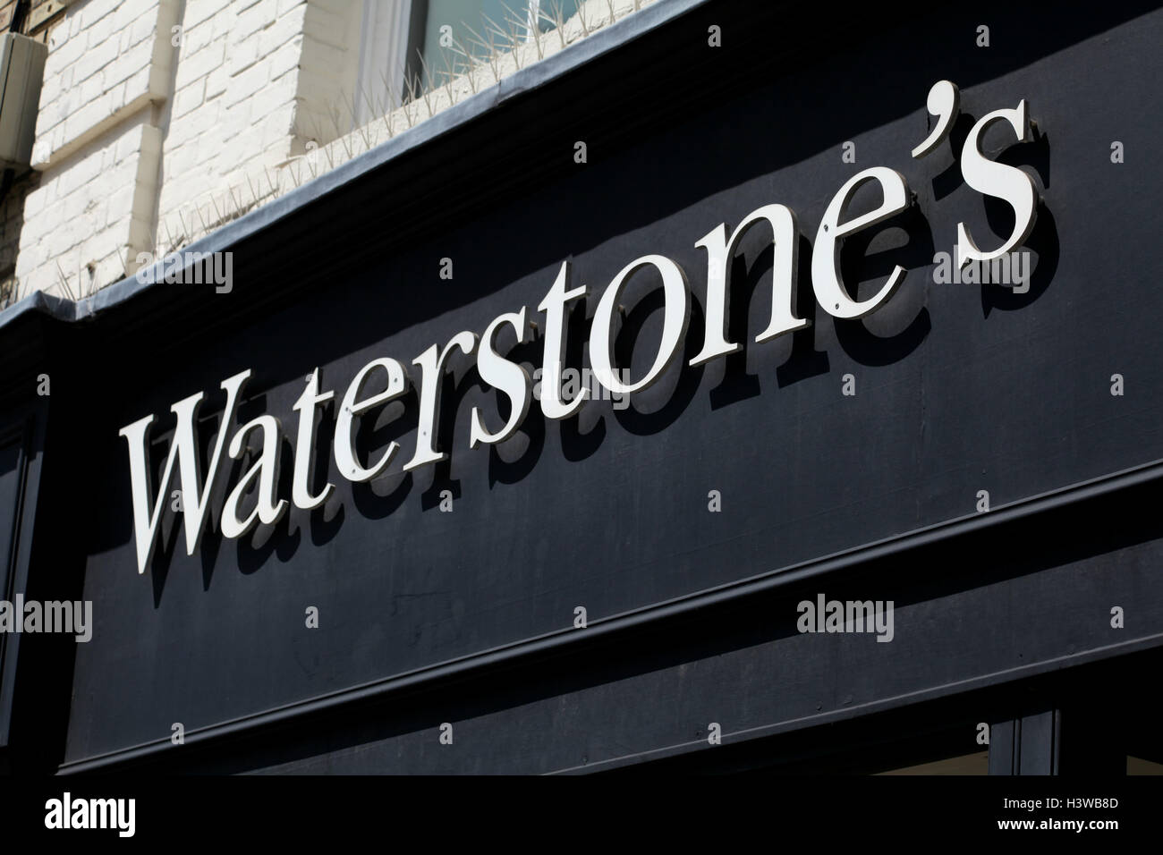 Waterstones book shop sign, High Street, Brentwood, Essex Stock Photo
