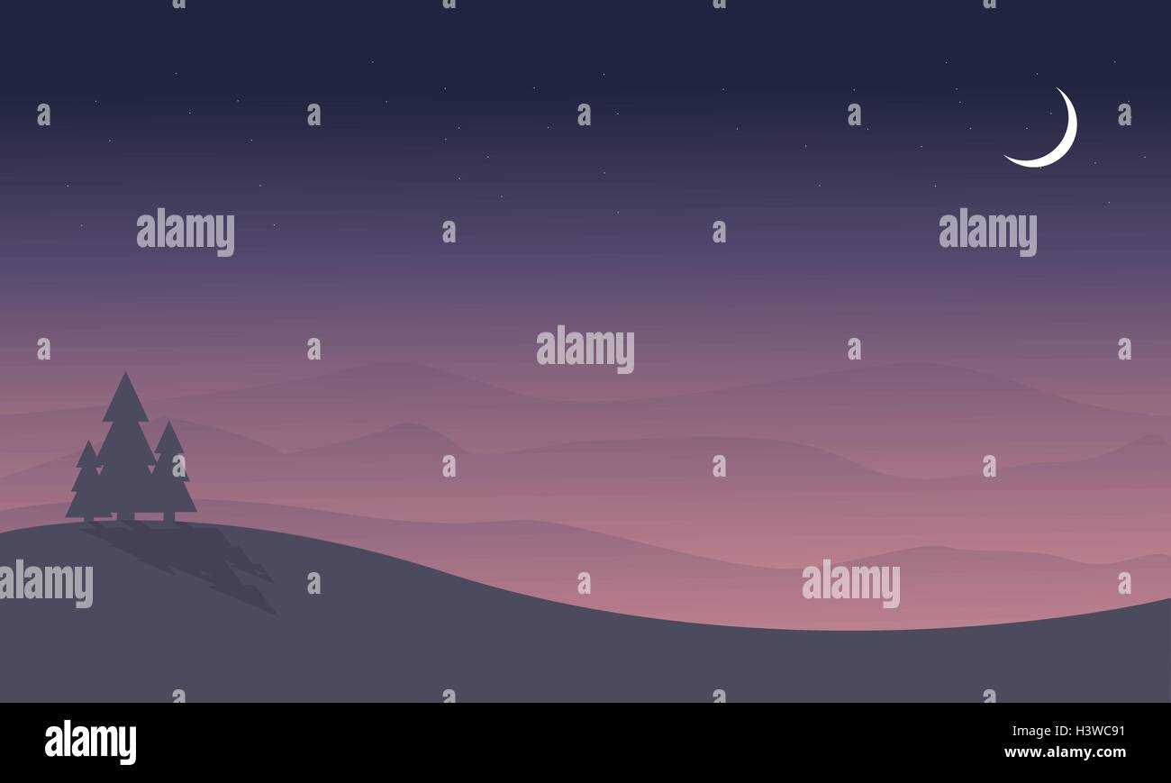 Silhouette of hill and spruce scenery Stock Vector Image & Art - Alamy