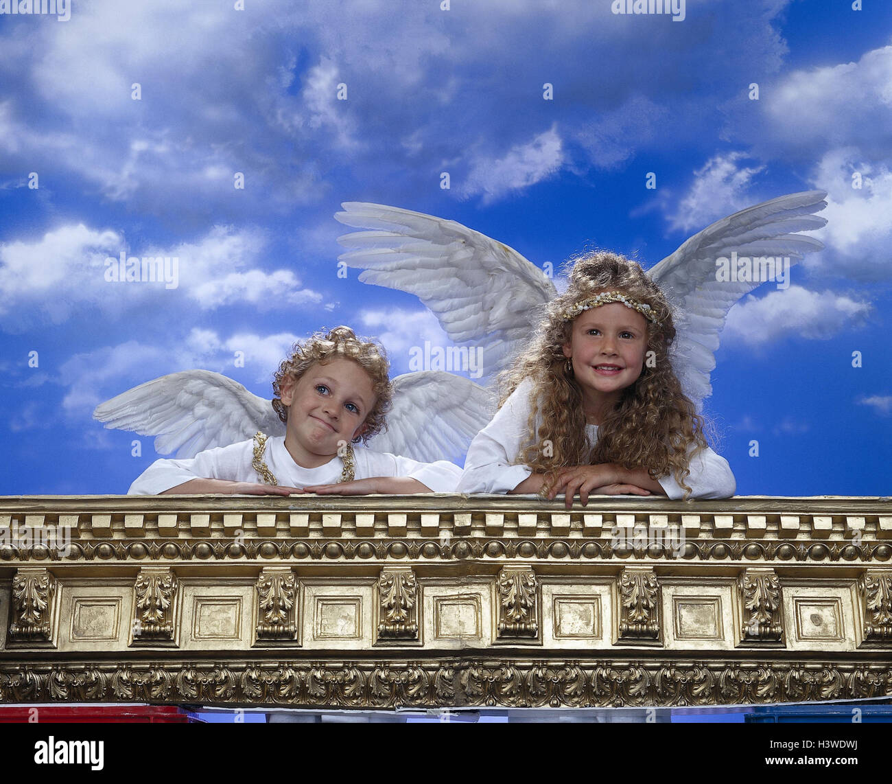 two girls as Engel mb 196 A3 Stock Photo