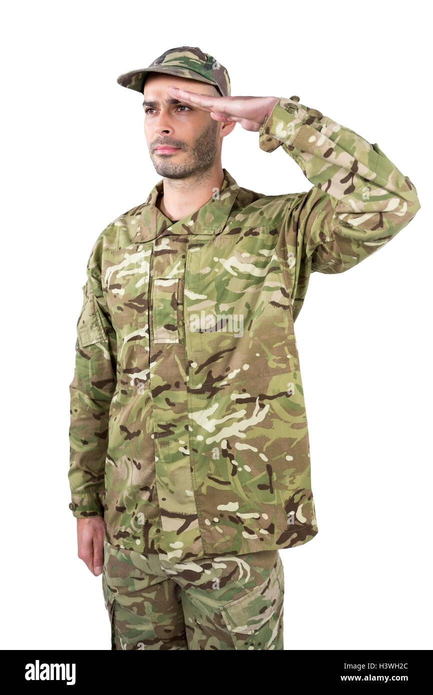 Confident soldier saluting Stock Photo - Alamy