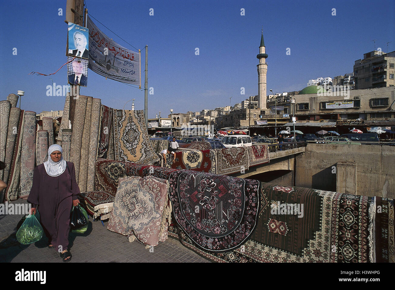 Lebanon, Tripoli, town view, bridge, carpet seller, passerby, the