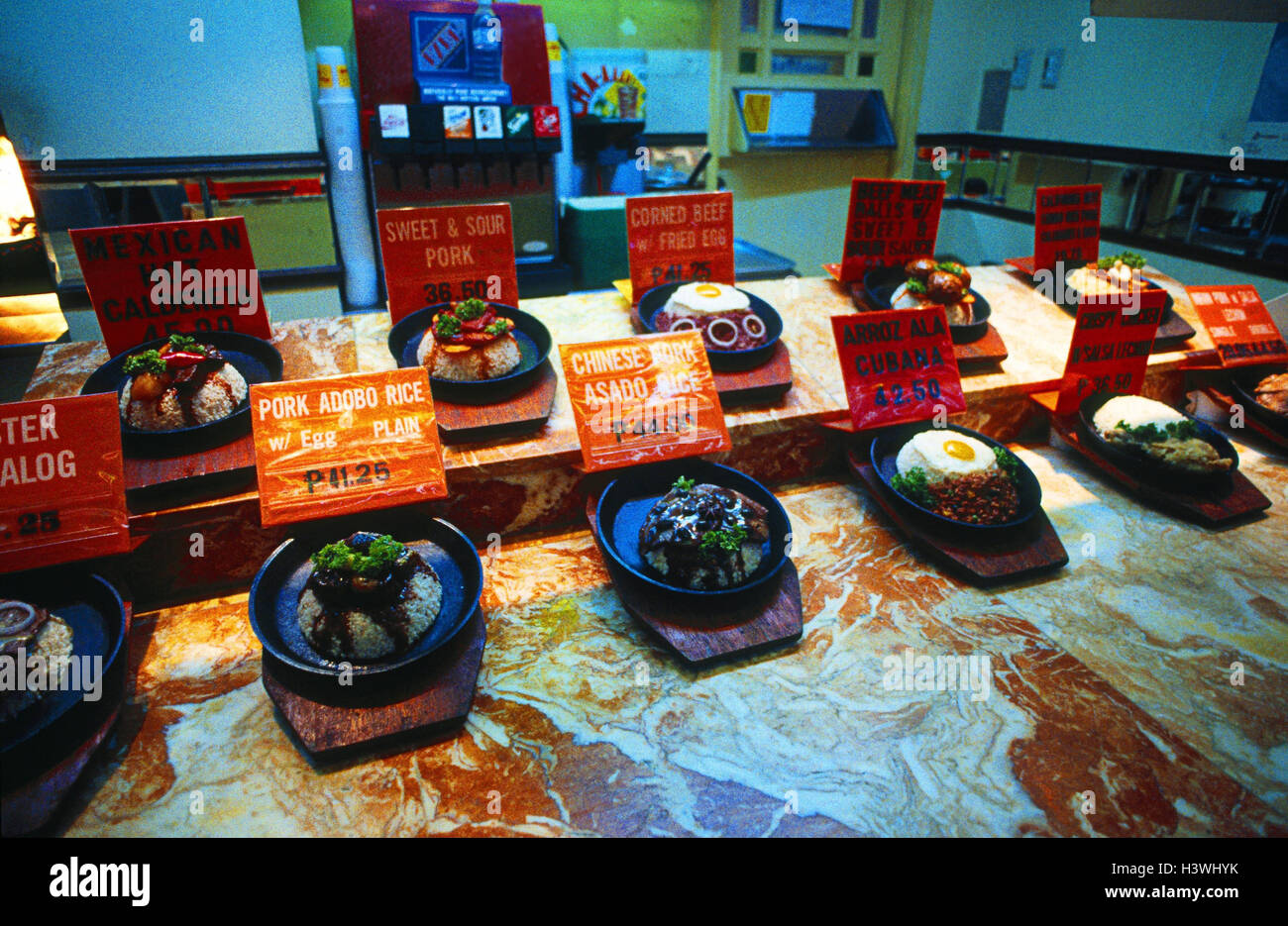 The Philippines, Manila, selfservice restaurant, counter, foods, choice, inside, snack bar