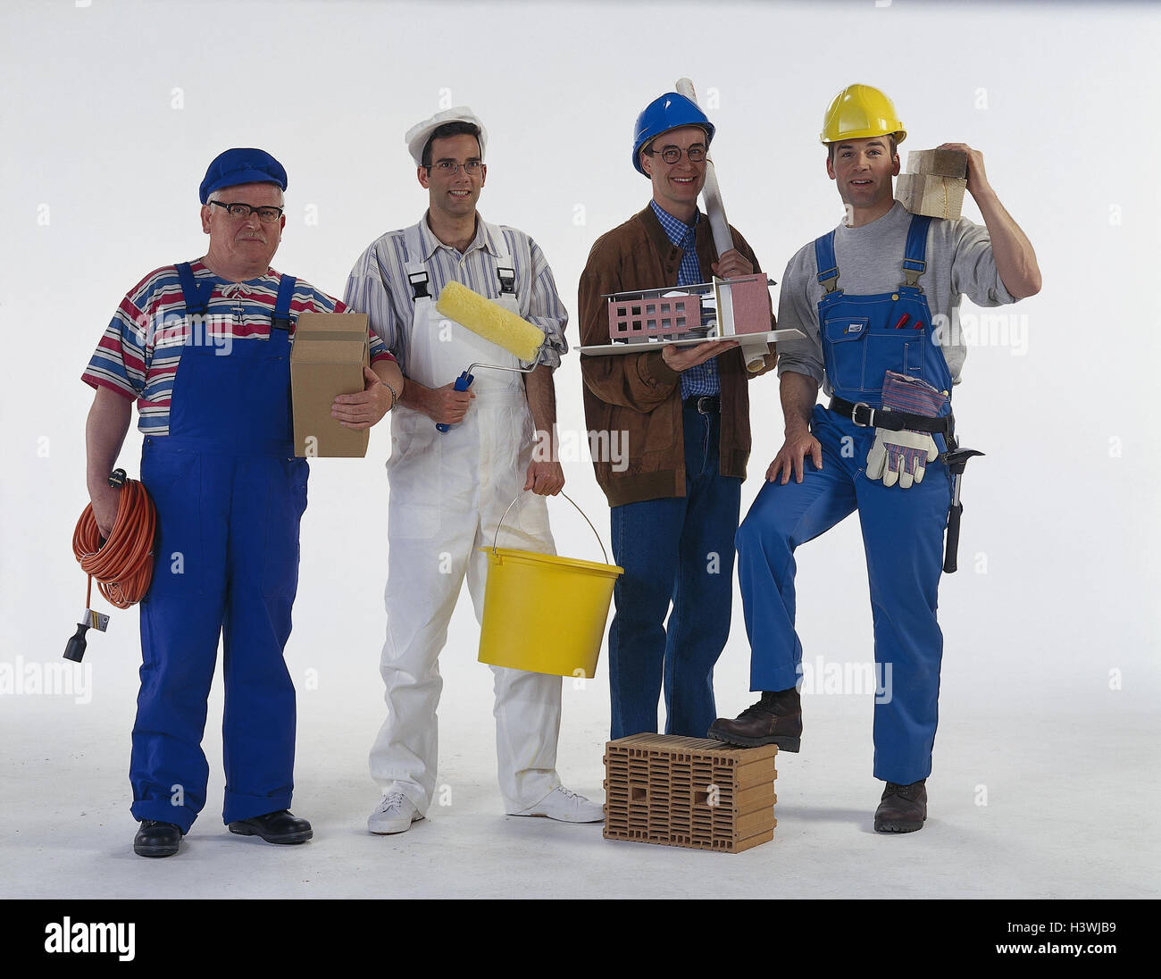 four men, different occupations, (craftsmen), studio mb 30 A8 Stock Photo