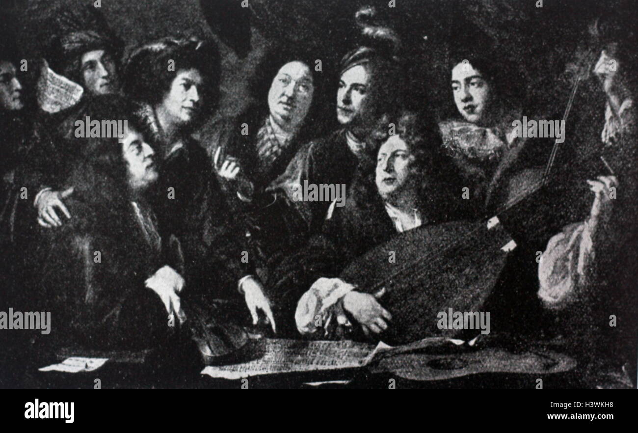 Scene depicting a group of chamber musicians and singers of the court