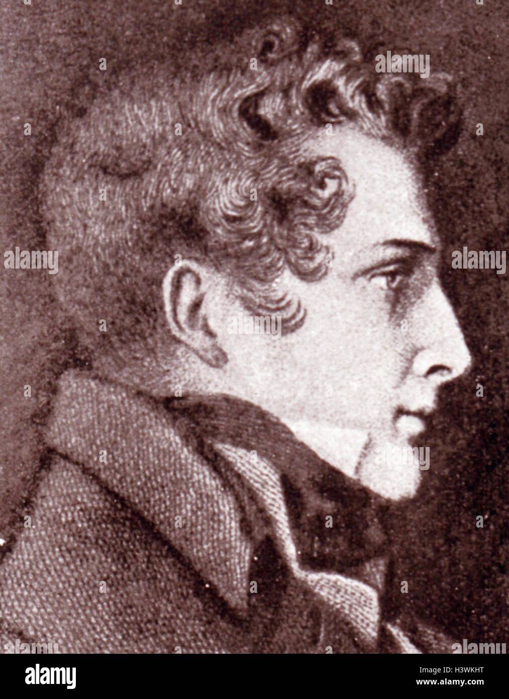Portrait of Alphonse de Lamartine (1790-1869)  a French writer, poet and politician. Dated 19th Century Stock Photo