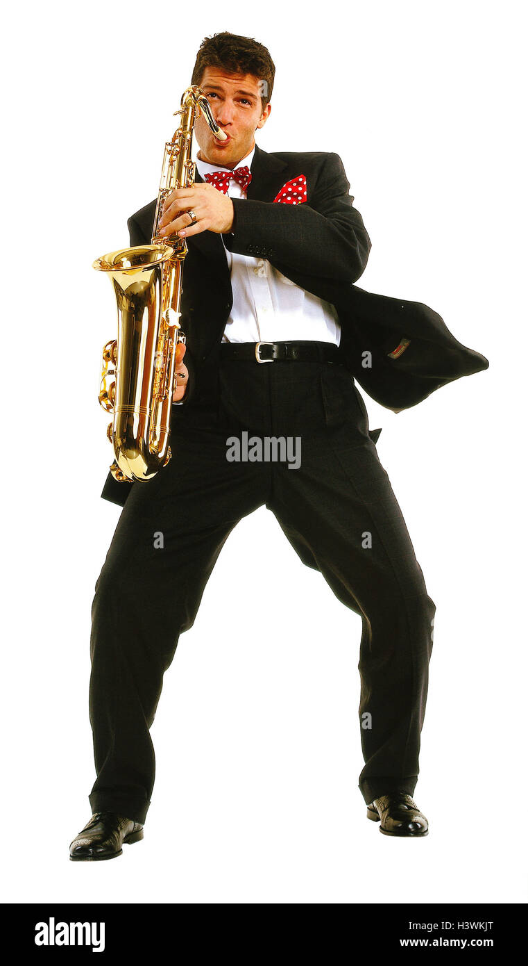 Musicians, suit, saxophone Men, cut out, studio, man, young, music