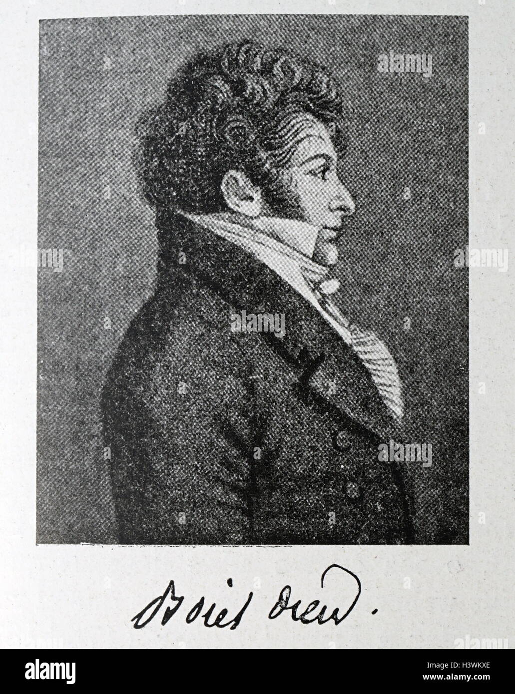 Portrait and autograph of François-Adrien Boieldieu (1774-1834) a French composer. Dated 19th Century Stock Photo