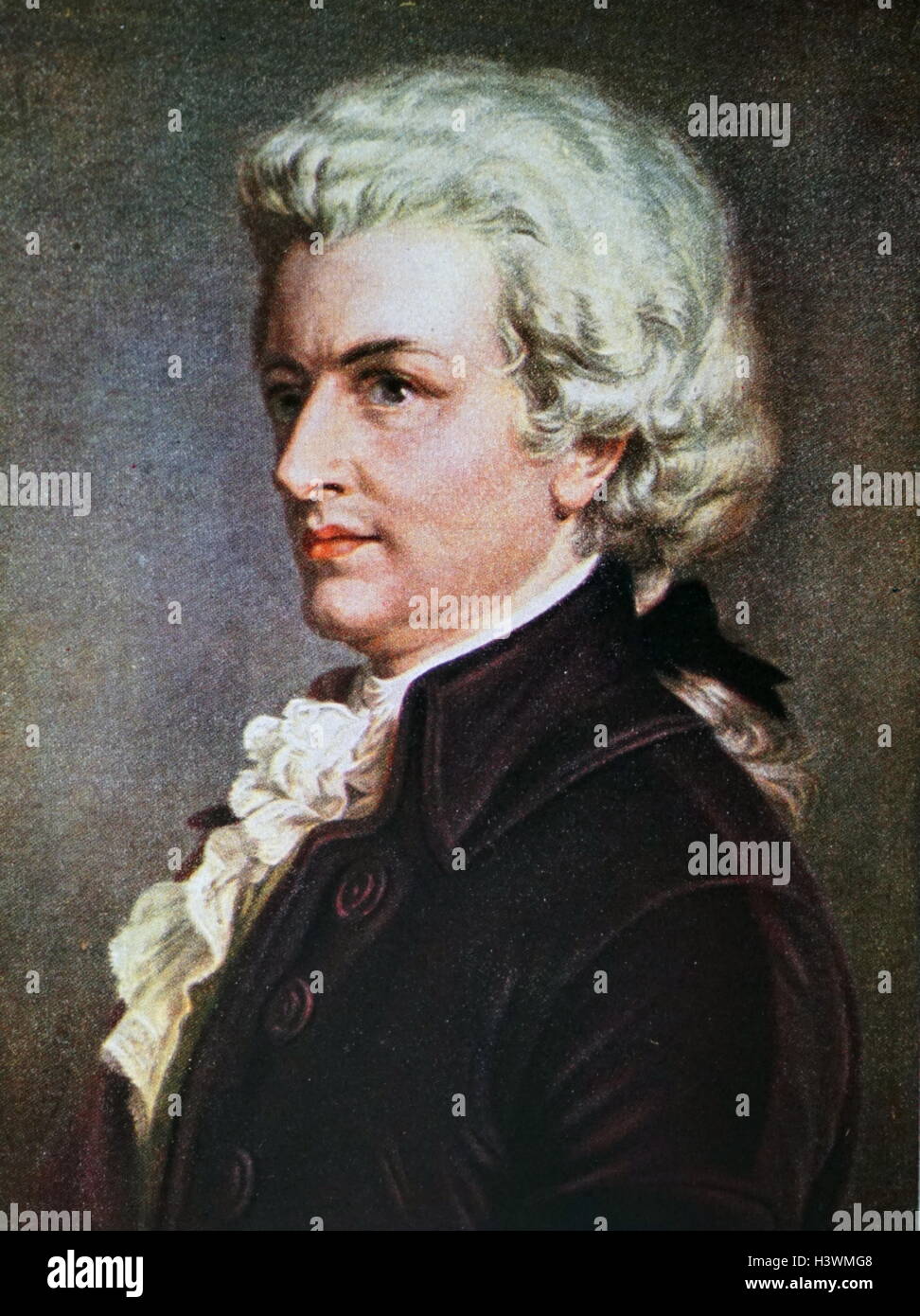 Portrait of Wolfgang Amadeus Mozart (1756-1791) an Austrian composer of the classical era, at his piano. Dated 18th Century Stock Photo