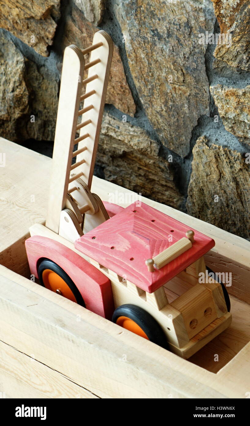 Traditional Scandinavian wooden children's toys. Dated 21st Century Stock Photo